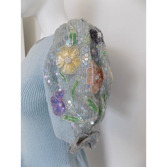 Vintage Don Sayres for Wellmore knit dress sequin sleeves wool blend size 6 - Picture 6 of 11